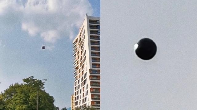 Metal sphere UFO flying in Warsaw, Poland, June 2023 ????