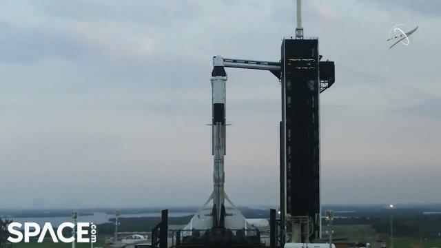 See the SpaceX Crew-2 rocket on the pad in awesome drone video