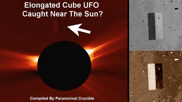 Elongated Cube UFO Caught Near The Sun?