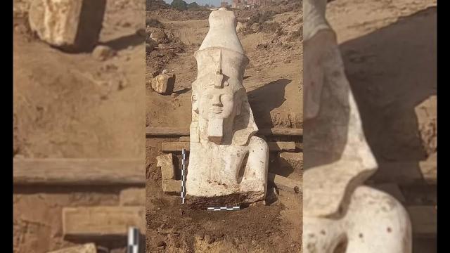 Archaeologists uncover giant statue of Ramesses II