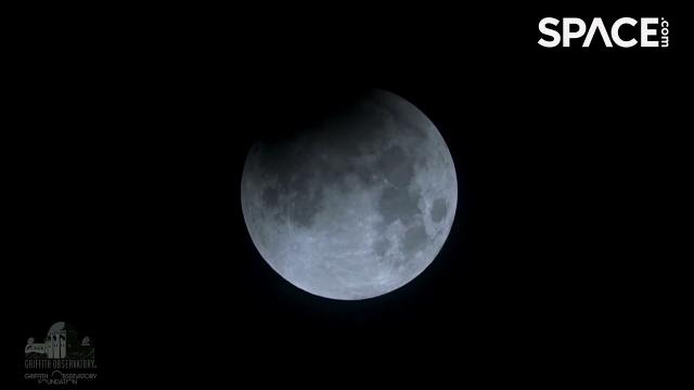 See start of Partial Lunar Eclipse in time-lapse from Griffith Observatory