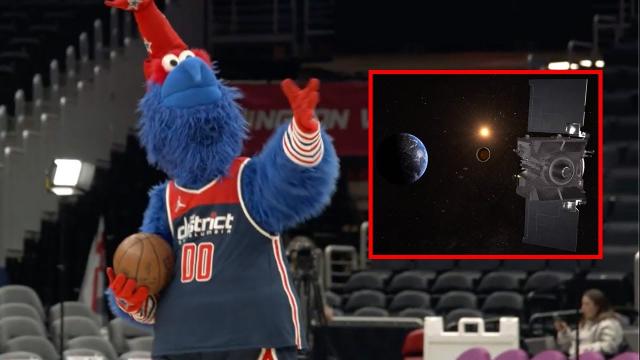 Space Hoops! NBA player and mascot drain long shots in asteroid sample return explainer