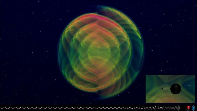 Black hole merger emits gravitational waves in this amazing animation