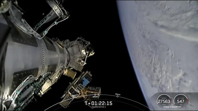 SpaceX deploys Transporter-2 and Starlink satellites in amazing views from space