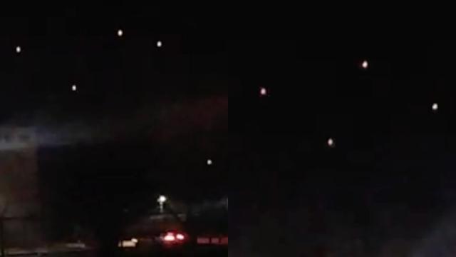 Cluster of Bright UFOs in Strange Square Formation Hovering over El Paso (Texas) - FindingUFO