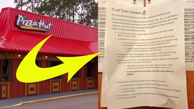As Hurricane Irma Was About To Hit, A Pizza Hut Manager Sent This Threatening Note To His Workers.