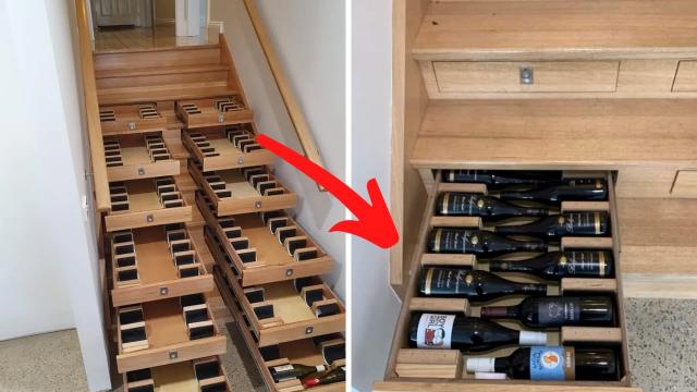 Guy Transforms His Staircase Into Wine Cellar That Can Hold 156 Bottles !