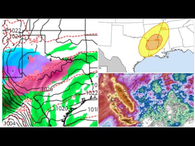 BIG Severe Weather day Tuesday! 10+ inches of rain for S. California? 36 Hour Texas ICE Storm?