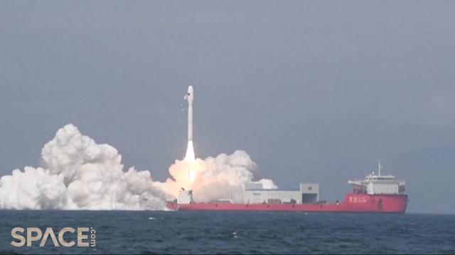 China's Smart Dragon-3 launches 9 satellites from sea platform, rocket sheds tiles