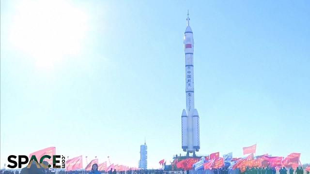 China rolls out Long March 2F rocket for Shenzhou 17 crew launch