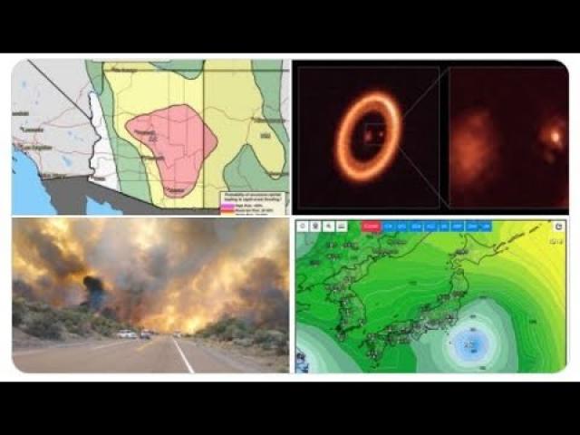 California Wildfires! Europe Heatwave! USA Smoke! Big Monsoon Flood Warning for Arizona! 6 Sunspots!