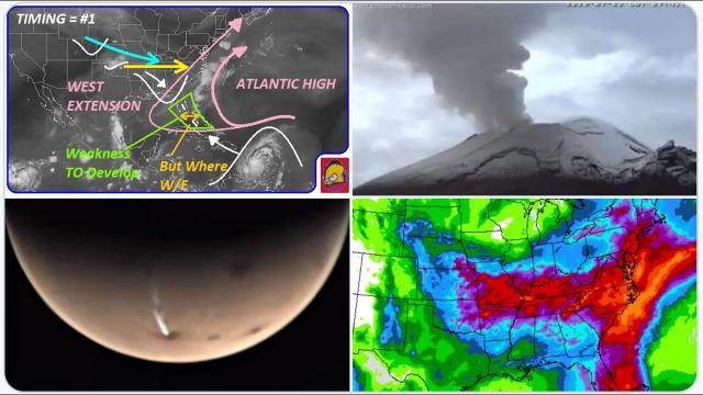 Hurricane watch! Tracking PTC9! Floods for MidEast USA! Mexico Volcano! Mars Volcano?