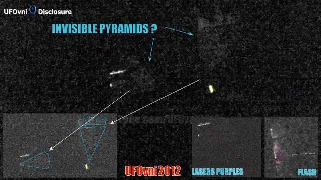 5 Dark Knight Satellite & 2 UFOs Rectangles, 2 Triangles Invisible (2 Pyramids) in Arkansas