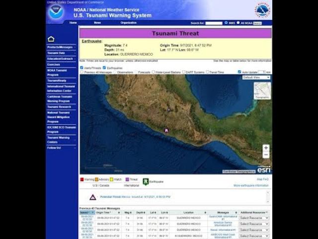 Tsunami threat from 7.4 mag Earthquake near Acapulco, Mexico & Invest 91L 50% chance Development