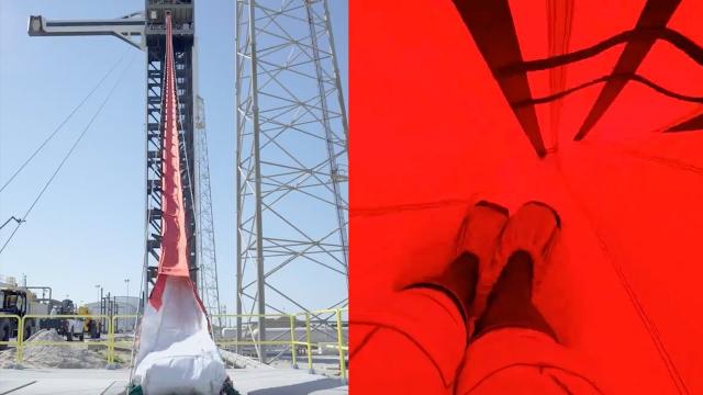 Slide down a SpaceX launch pad emergency chute! See it tested
