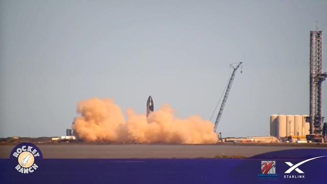 SpaceX Starship 24 fired up for short duration test, seen from Rocket Ranch