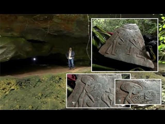Local inhabitants discover jade stones showing "ALIEN" contact in a cave in Mexico