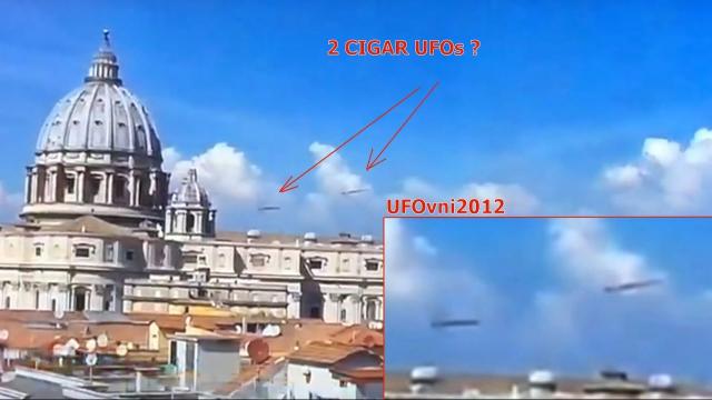 2 Cigar Shape UFO captured By Webcam, Next to The St. Peter Cathedral Vatican Italy ?