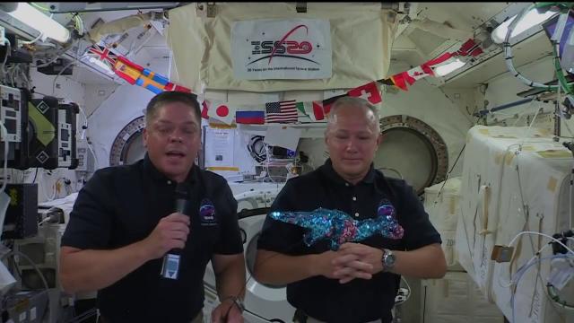 SpaceX Demo-2 astronauts talk 'Tremor' the dinosaur, have graduation message