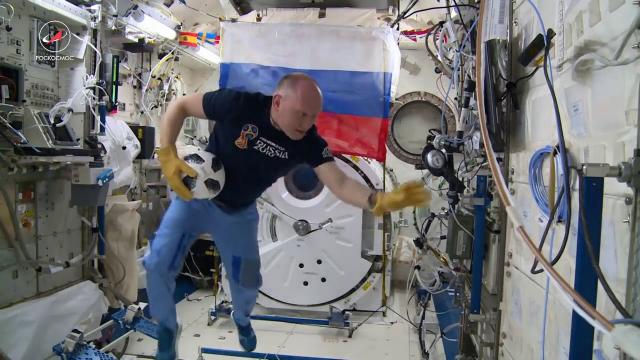 Cosmonauts Show Off Soccer Skills in Space
