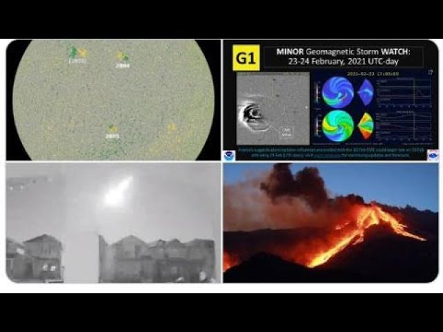 The Sun Wakes up! Earth directed CME, Solar Wind & 3 Sunspots & a Canada Meteor + Volcanoes