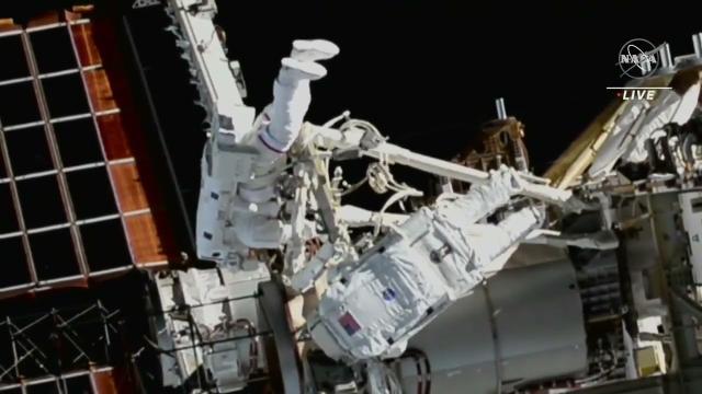 See the 1st Arab astronaut to spacewalk and NASA crewmate work outside ISS