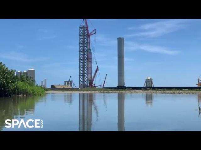 SpaceX's Super Heavy Booster 3 rolled out to the pad in Texas