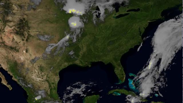 NOAA Satellite Sees Lightning Flashes from Several Storms Across US