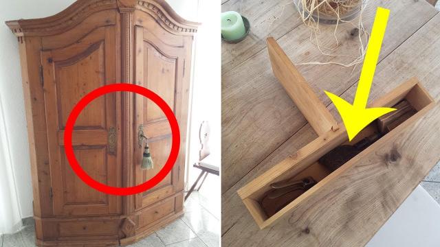 Guy Accidentally Finds Grandpa’s Old Hidden Items In A Secret Compartment In A Cabinet