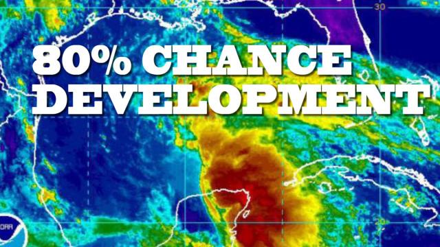 80% chance Gulf Coast storm development & 1 foot of rain for TX coast