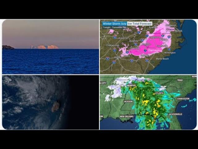 California still under Tsunami advisory! Snow Ice & Rain Storm 4 South & NE! Canadian Iceberg Mirage