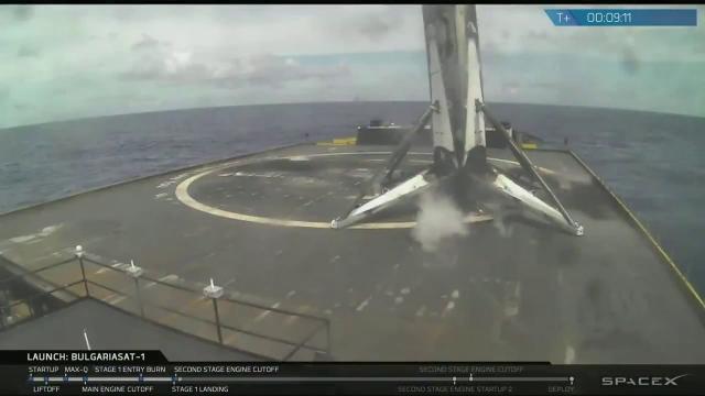 Reused SpaceX Rocket Lands on Drone Ship After BulgariaSat-1 Launch