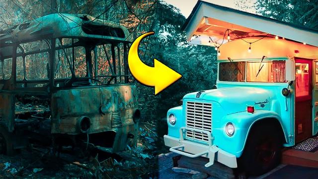 Man Built an Incredible Tiny House With $2,200 and a School Bus