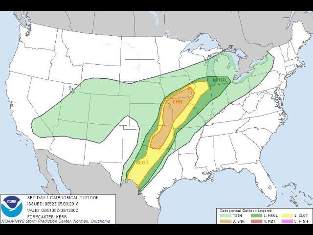 Tornadoes & Wind & Rain moving across the USA