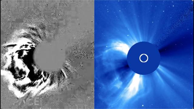 Big coronal mass ejection from Sun's farside seen by SOHO spacecraft