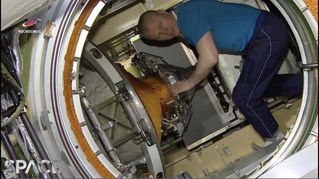 Nauka module's hatch opened on space station - Peek inside