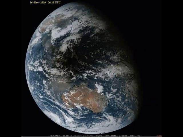 Annular Solar Eclipse - Moon's Shadow Seen From Space