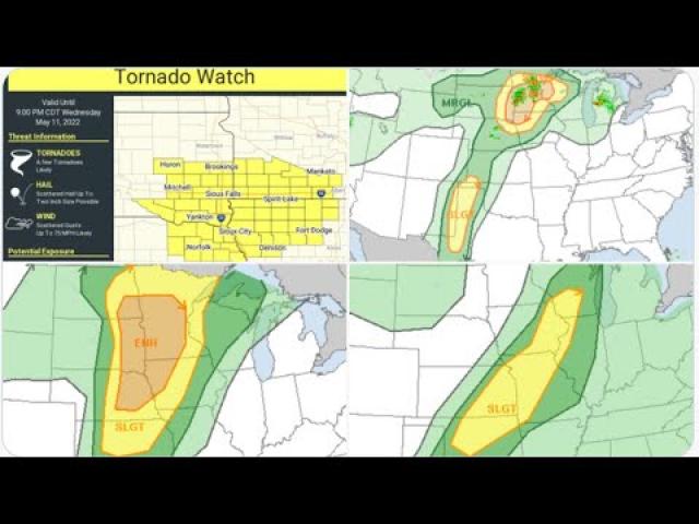 4.2 Yellowstone Earthquake! Tornado & Hail Watches up for Iowa Minnesota Nebraska and South Dakota!