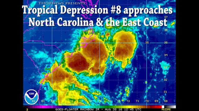 Tropical Depression #8 approaches North Carolina & the East Coast