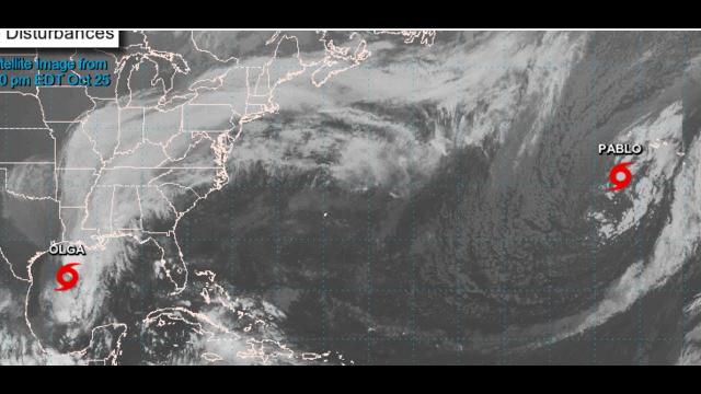 Tropical Storm Olga approaches Louisiana & Mississippi.