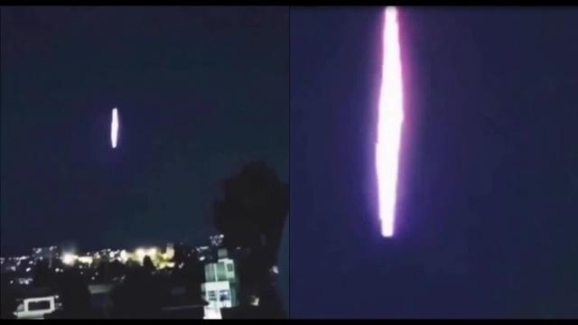 Extremely bright column of light captured on video in Buenos Aires, Argentina