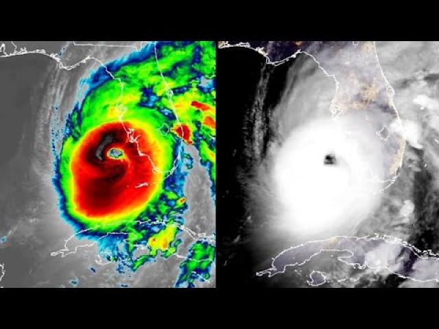Category 4 Hurricane Ian seen from space in geocolor & infrared