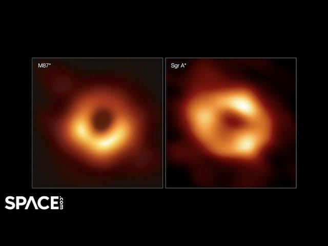 Black hole pics side-by-side! M87* incredibly more massive than Sagittarius A*