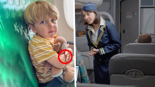 Boy Makes Strange Hand Sign During Flight - When Stewardess Realizes Why, She Orders Plane To Stop