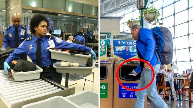 Lady Sees Crying Man Forced To Throw Package In Airport Trash. What She Digs Out Is Heartbreaking