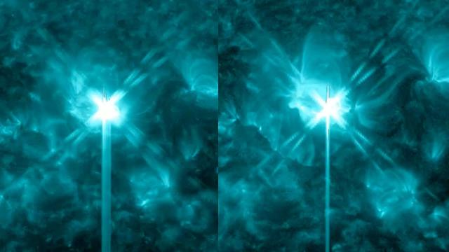 Sun erupts with powerful X1.6 and M4 solar flares, spacecraft sees it