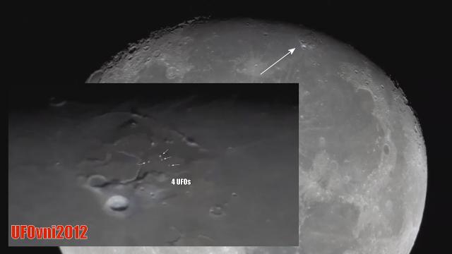 Four UFOs Arrive On The Aristarchus Crater of The Moon, Filmed By an Amateur Telescope