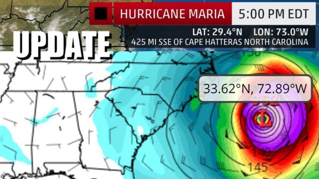 Hurricane Maria UPDATE - 2.87 degrees West of NC Landfall