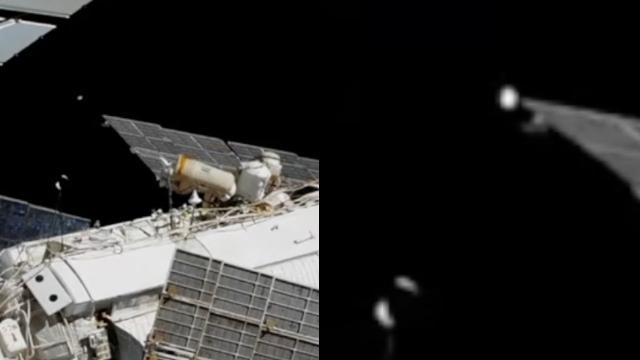 Glowing UFO Light Captured During Russian Cosmonauts Spacewalk on NASA's ISS Live Stream
