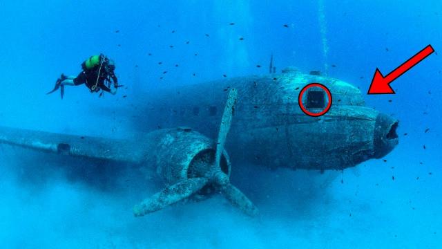 Divers Spot Sunken Plane On Ocean Floor - They Turn Pale After Swimming Inside